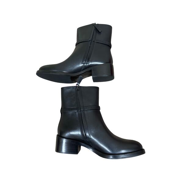 Tory Burch Miller Bootie in Black Leather Logo Zip Ankle Boot New in Box Size 6 - Picture 8 of 10